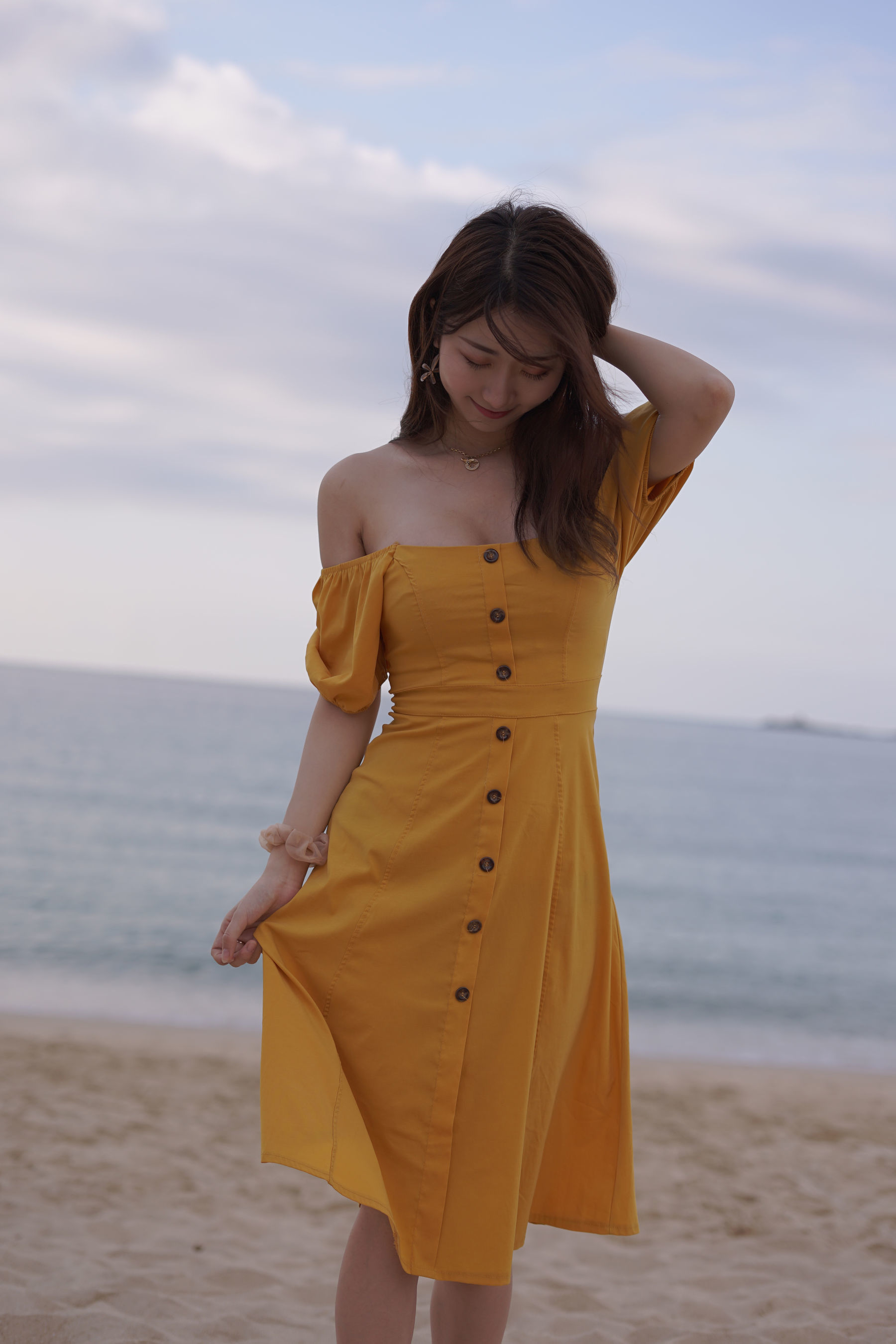 [COS福利] 人气Coser黑川 - 海岛之旅 黄色连衣裙-喵次元
