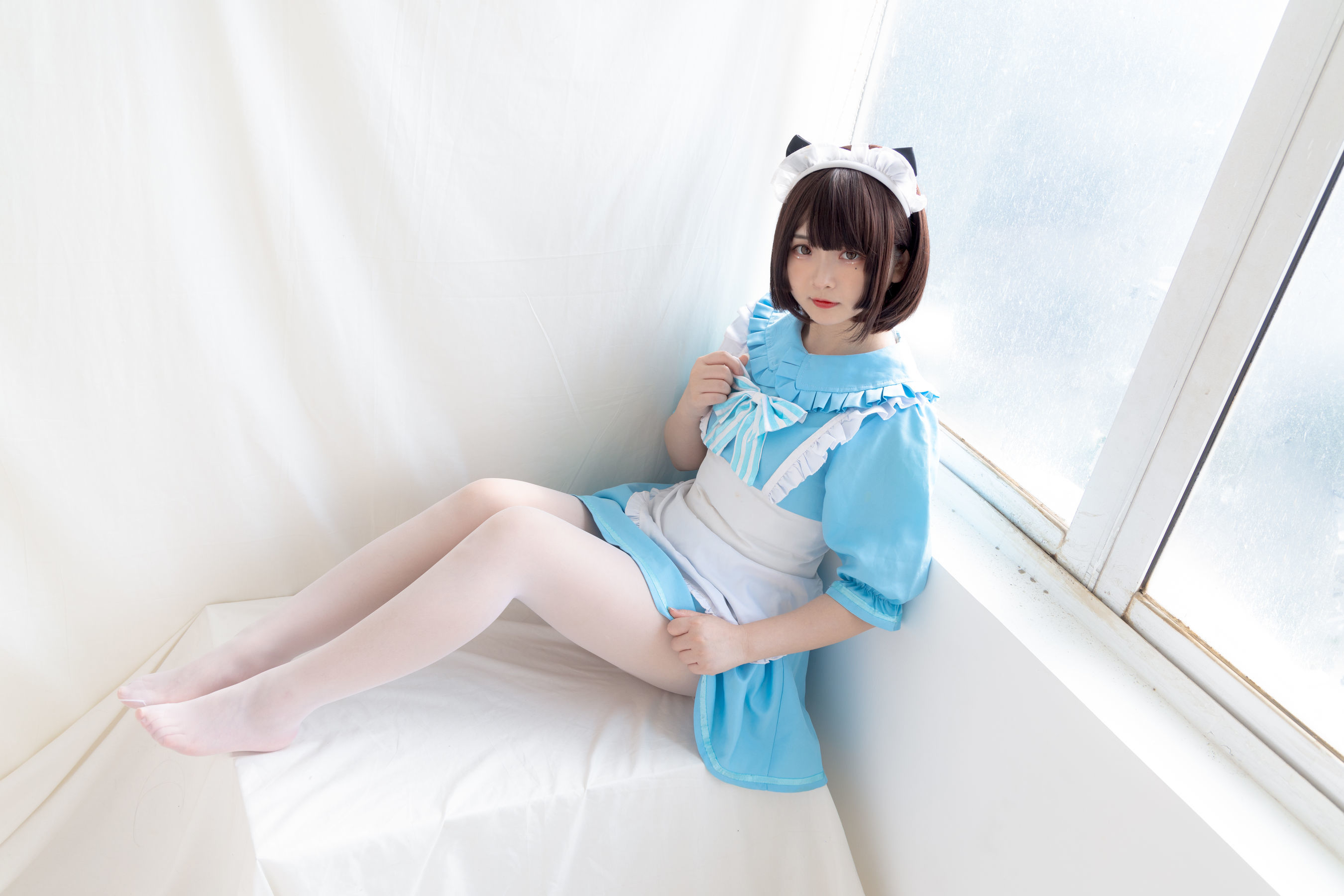 [COS福利] 二次元美女古川kagura - 蓝色小猫女仆-喵次元